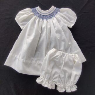 Blue and White Smocked Bishop Dress