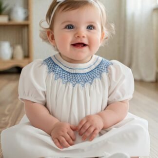 Blue & White Smocked Bishop Dress