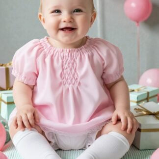 Pink and White Honeycomb Smocked Set